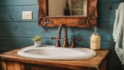 Creative soap dispenser in Bathroom sink area