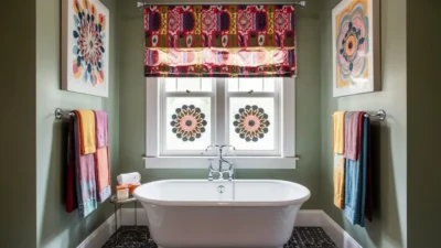 Make A Statement With Colorful Accents - bathroom window decor ideas